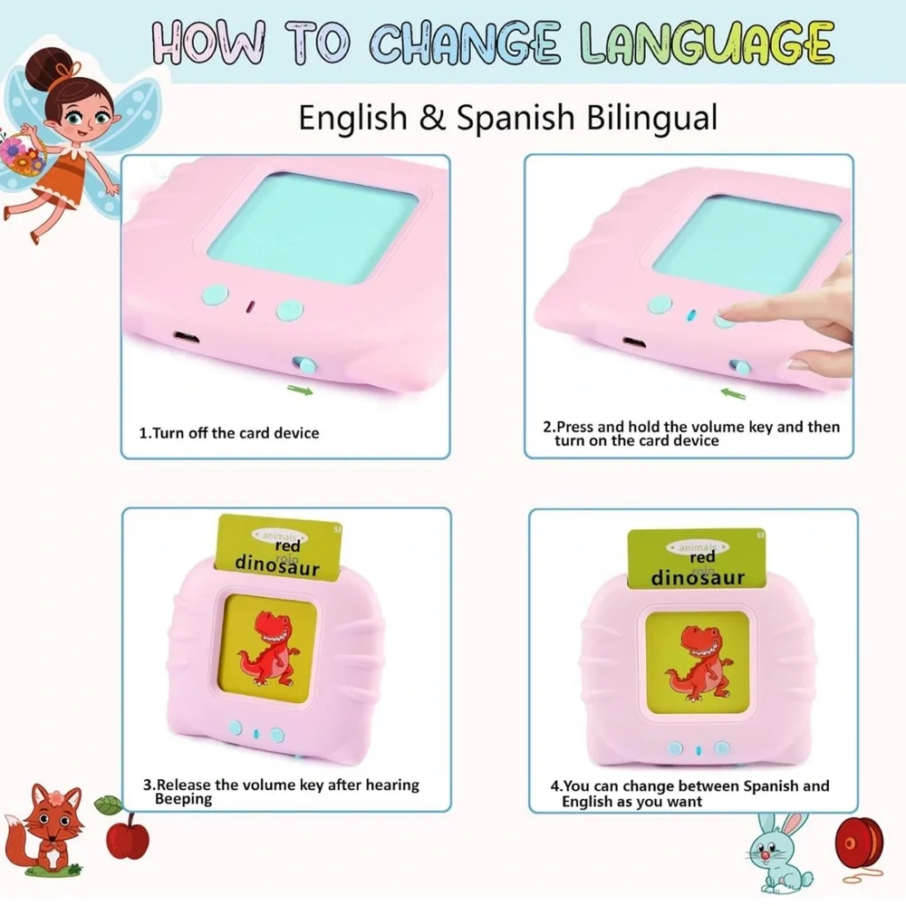 Spanish Talking Flash Cards for Toddlers 2 3 4 5 6 - Spanish Learning Toys
